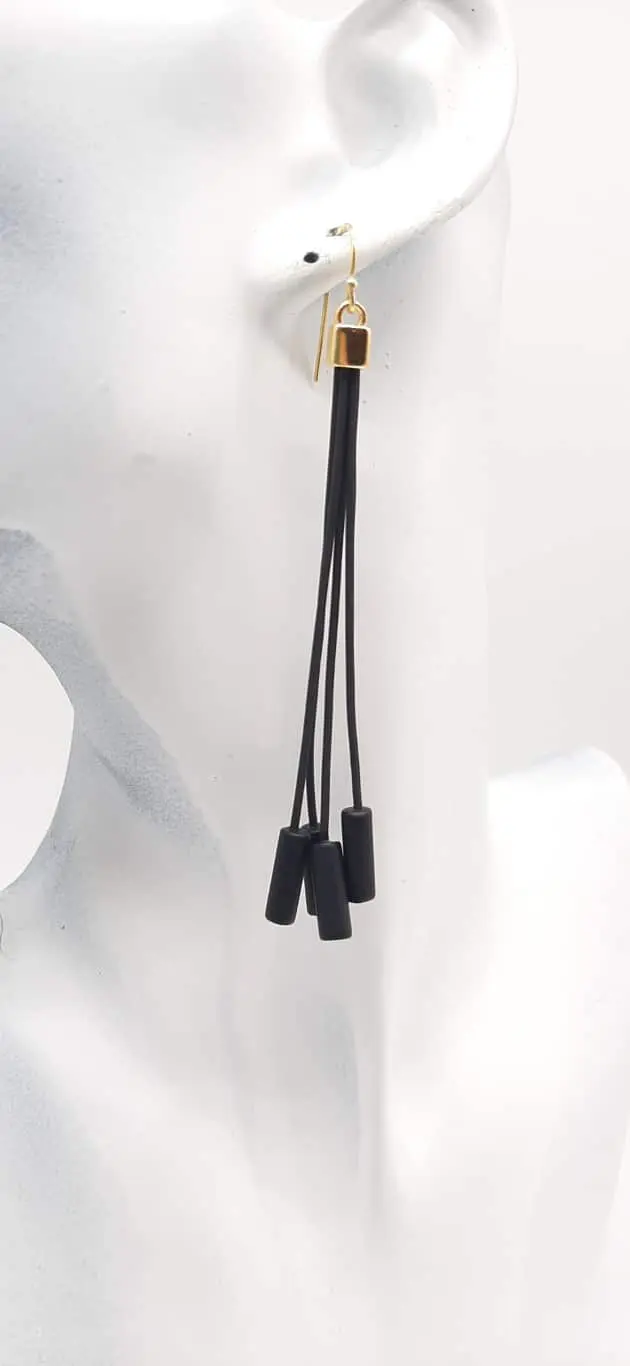 EARRINGS ESS126 ONYX and CAOUTCHOUK