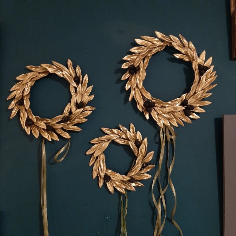 ΚΕΡΑΜΙΚΟ ΣΤΕΦΑΝΙ ΕΛΙΑΣ, ΧΡΥΣΑΦΙ ΣΕ 3 ΜΕΓΕΘΗ