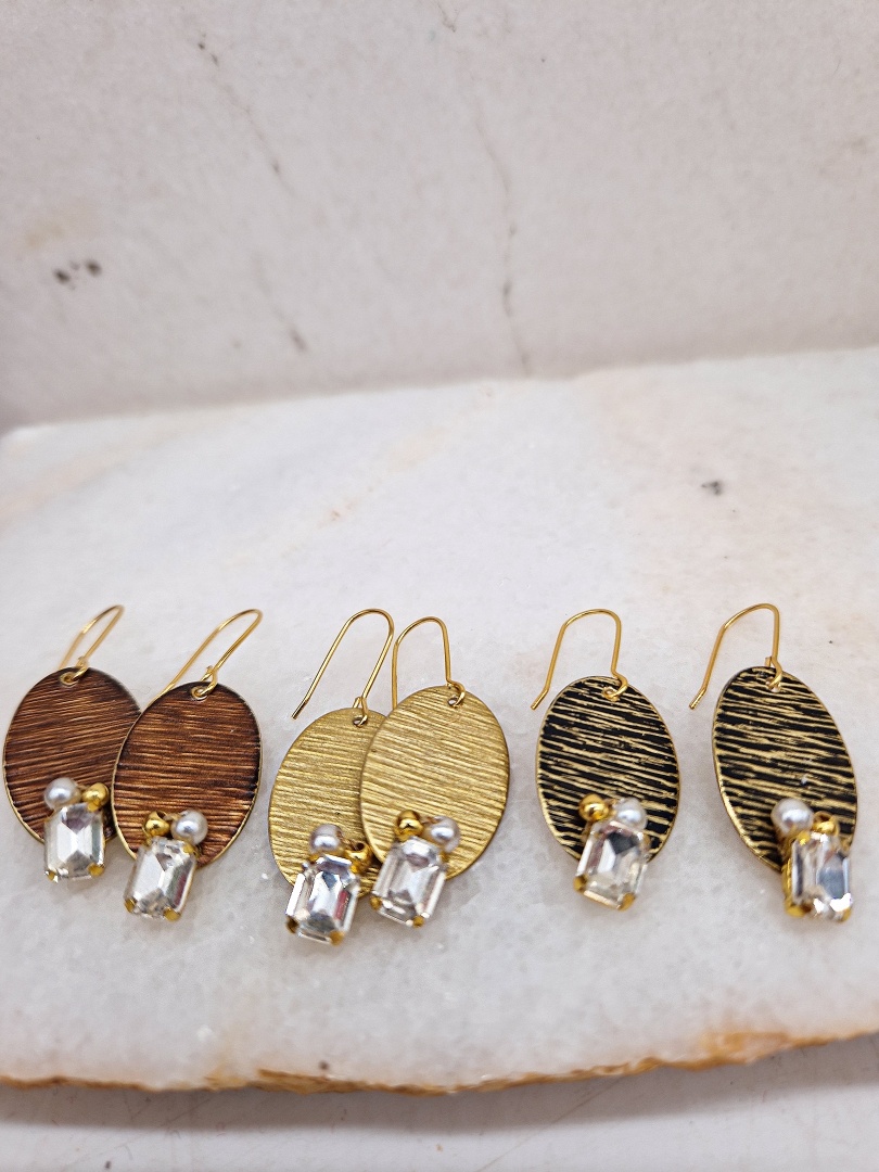 BRASS  EARRINGS IN THREE COLORS