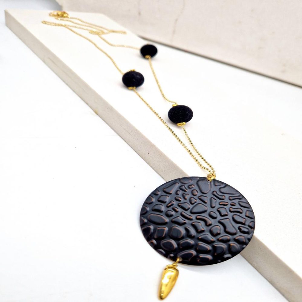 ΧΕΙΡΟΠΟΙΗΤΟ ΜΑΚΡΥ ΚΟΛΙΕ ΜΕ ΣΦΥΡΗΛΑΤΟ  ΜΑΥΡΟ ΔΙΣΚΟ