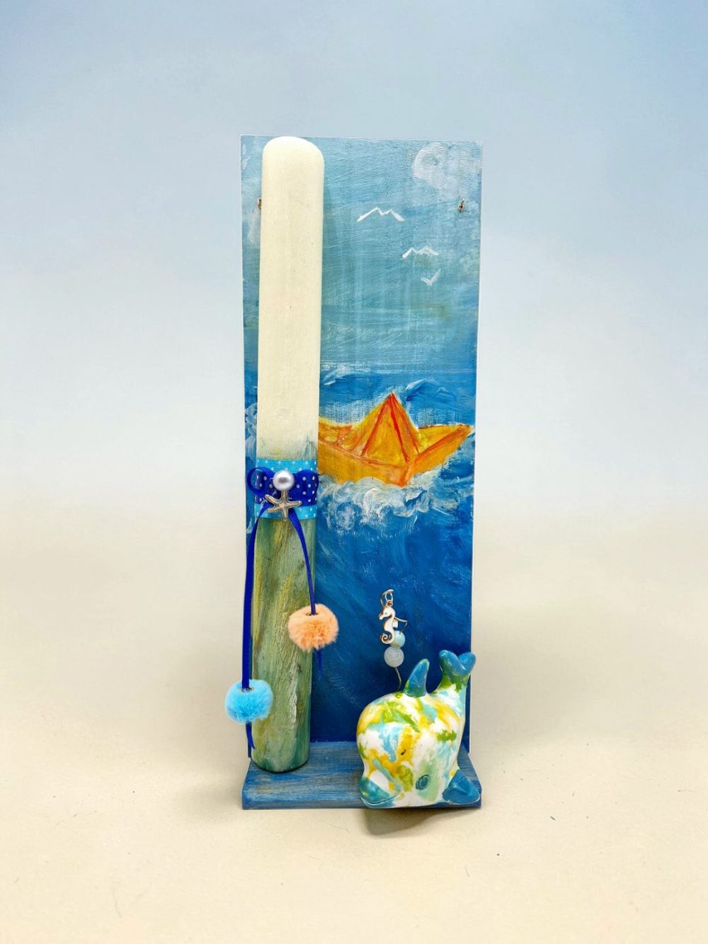 ΠΑΣΧΑΛΙΝΗ ΛΑΜΠΑΔΑ "ΤΟ ΠΟΛΥΧΡΩΜΟ ΔΕΛΦΙΝΑΚΙ" ΜΕ ΧΕΙΡΟΠΟΙΗΤΟ ΠΙΝΑΚΑΚΙ