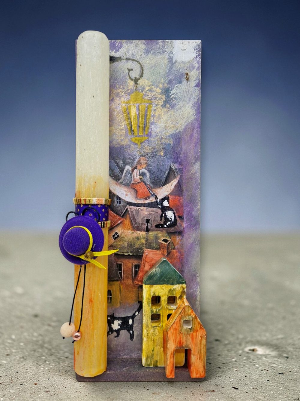 ΠΑΣΧΑΛΙΝΗ ΛΑΜΠΑΔΑ "Η ΠΟΛΥΧΡΩΜΗ ΓΕΙΤΟΝΙΑ" ΜΕ ΧΕΙΡΟΠΟΙΗΤΟ ΠΙΝΑΚΑΚΙ